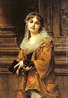 A Young Woman Outside a Church by Charles Louis Lucien Muller